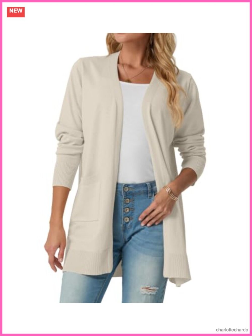 Soft Knit Open Front Long Cardigan Sweater with Pockets